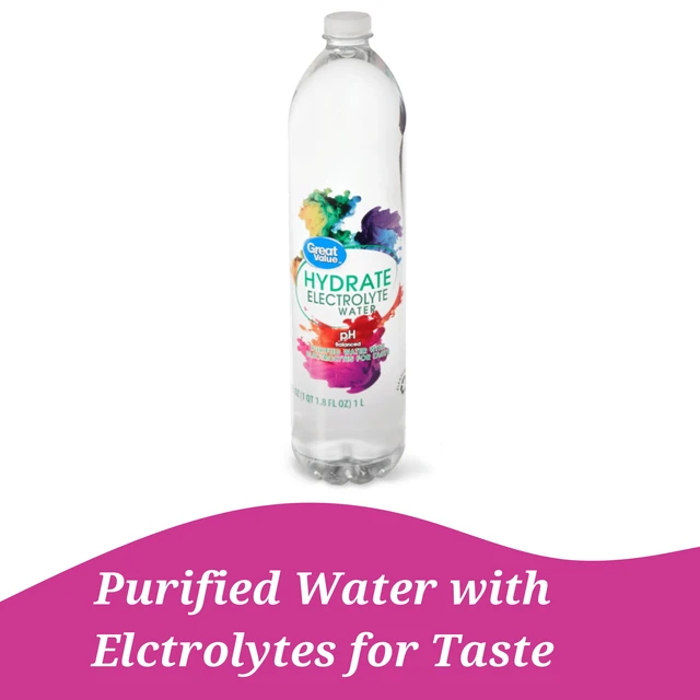 Alt view image 6 of 6 - Great Value Hydrate Electrolyte Water, 33.8 Fl Oz, 6 Count