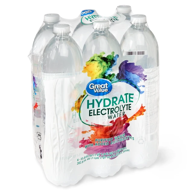 Alt view image 3 of 6 - Great Value Hydrate Electrolyte Water, 33.8 Fl Oz, 6 Count