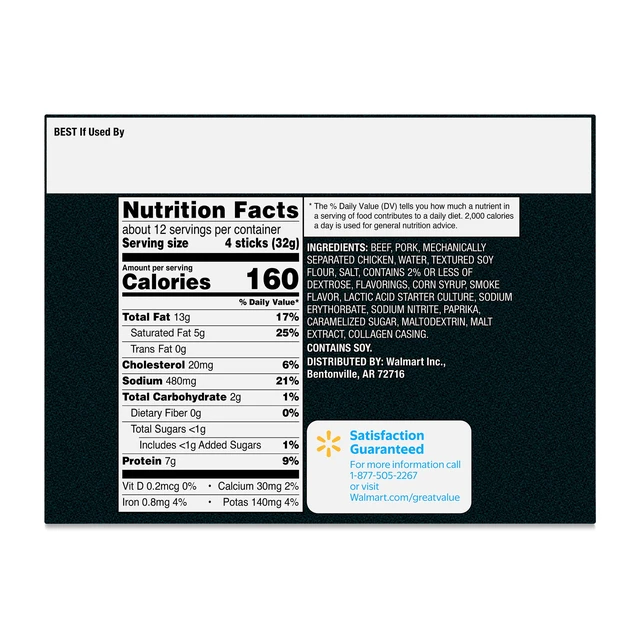 Alt view image 4 of 6 - Great Value Original Snack Meat Sticks, 46 Count