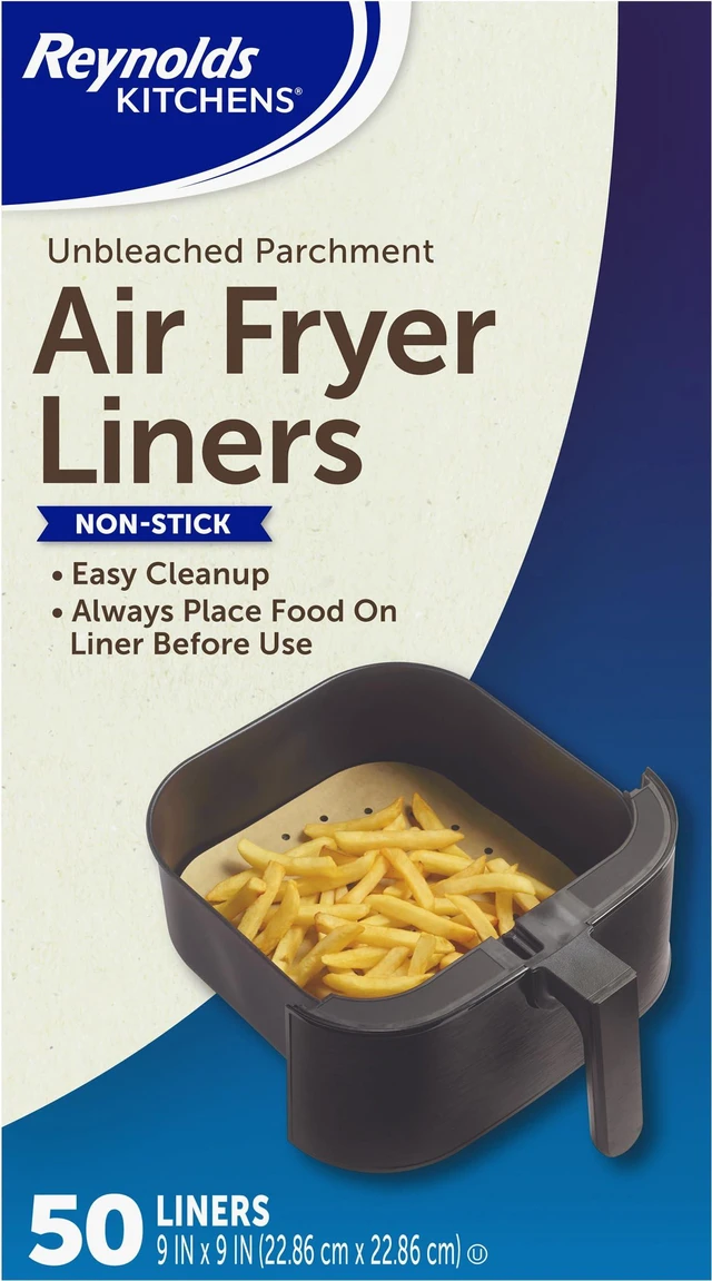 Main image of Reynolds Kitchens Disposable Air Fryer Liners, Unbleached Parchment Paper Sheets, 50 Count