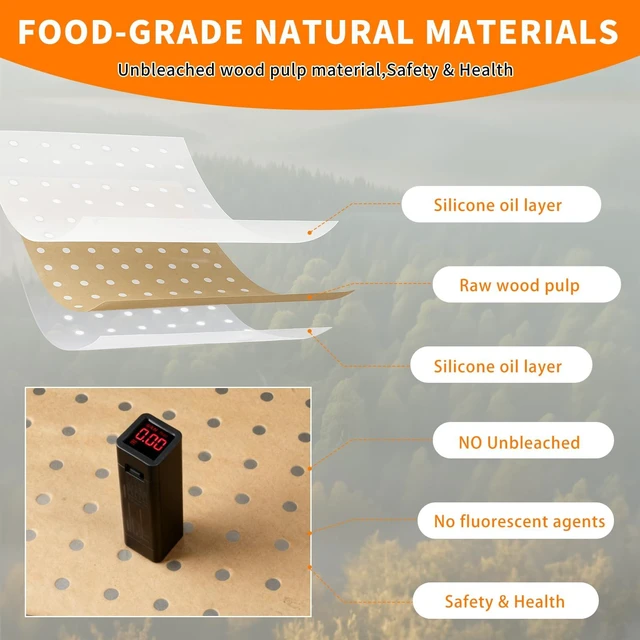 Alt view image 3 of 7 - MEIYA Disposable Air Fryer Liners, 180 Pcs 9x11 Inch Unbleached Parchment Paper Sheets, Rectangle Non-Stick for Air Fryer, Oven, Toaster