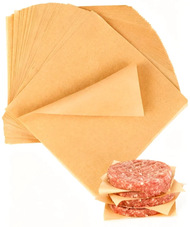 Main image of 100 PCS Hamburger Patty Paper 6x6 Non-Stick Parchment Squares, Burger Press, Cookies, Microwave, Oven, Freezer