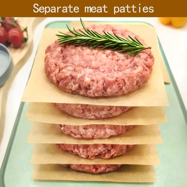 Alt view image 5 of 7 - 100 PCS Hamburger Patty Paper 6x6 Non-Stick Parchment Squares, Burger Press, Cookies, Microwave, Oven, Freezer