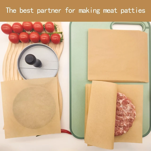 Alt view image 2 of 7 - 100 PCS Hamburger Patty Paper 6x6 Non-Stick Parchment Squares, Burger Press, Cookies, Microwave, Oven, Freezer