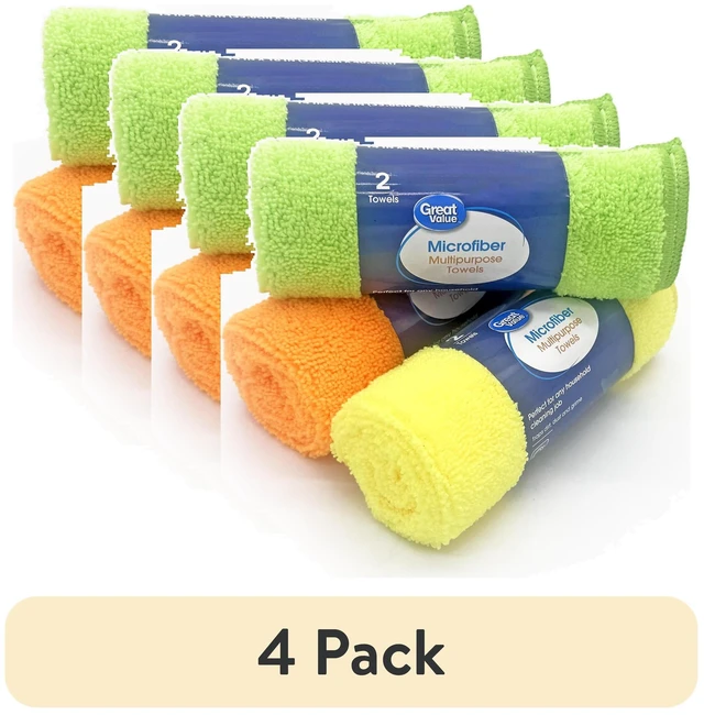 Main image of Great Value Multipurpose Microfiber Household Cleaning Cloth, Wipe, 4 Pack, 2 Count, Multicolor