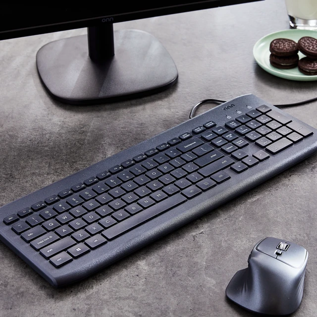 Alt view image 2 of 6 - Onn 104-Key USB Keyboard, 5ft Cable, for Windows & Mac, Gray