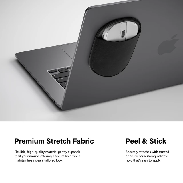 Alt view image 5 of 6 - Incipio Stick-on Mouse Sleeve Adhesive Laptop Mouse Holder with Stretch Fabric Pocket for Wireless Mouse and Accessories Black