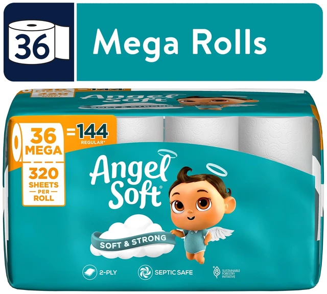 Main image of Angel Soft 2-Ply Toilet Paper, 36 Mega Rolls, 320 Sheets Per Roll