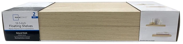 Alt view image 4 of 6 - Mainstays Wood Floating Shelves, Natural, 16.5 Inch, Set of 2