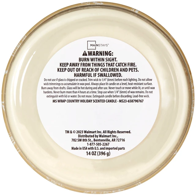 Alt view image 2 of 7 - Mainstays 14oz 3-Wick Ombre Wrapped Country Holiday Scented Jar Candle