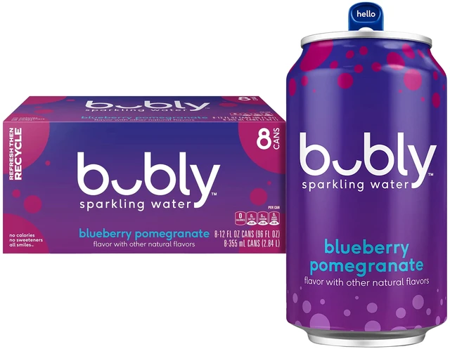 Main image of Bubly Blueberry Pomegranate Sparkling Water, 12 Fl Oz, 8 Pack Cans