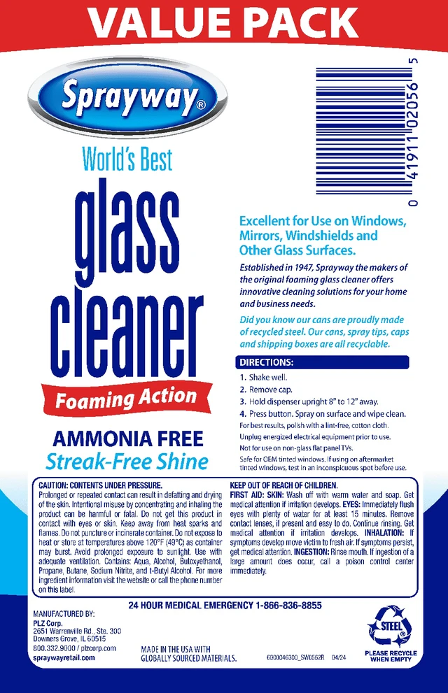 Alt view image 4 of 5 - Sprayway Glass Cleaner Foaming Aerosol Spray, 19 oz, 2-Pack, Ammonia-Free, Streak-Free Shine