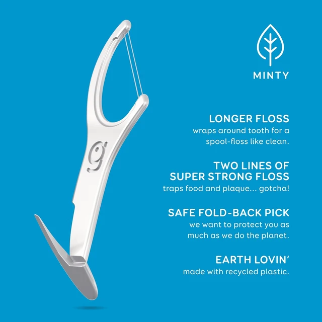 Alt view image 6 of 6 - Grin Double Flosspyx Floss Picks, 2-Line, Mint Flavor, 150 Count, Recycled Plastic