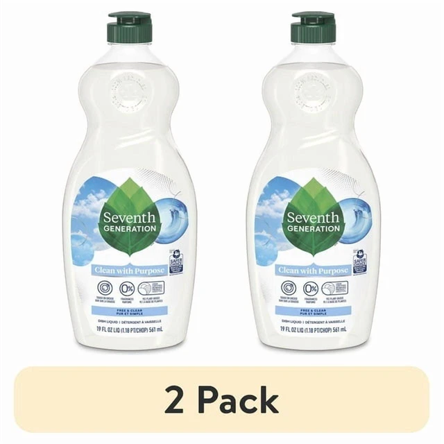 Main image of Seventh Generation Free & Clear Liquid Dish Soap, Fragrance Free, 2 Pack, 19 fl oz