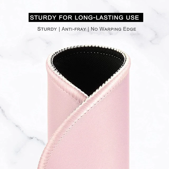 Alt view image 6 of 7 - Hsurbtra Premium-Textured Pink Small Round Mouse Pad 8.7x8.7Inch, Stitched Edge Anti-Slip Waterproof Rubber Computer Mat for Office Home Gaming Laptop
