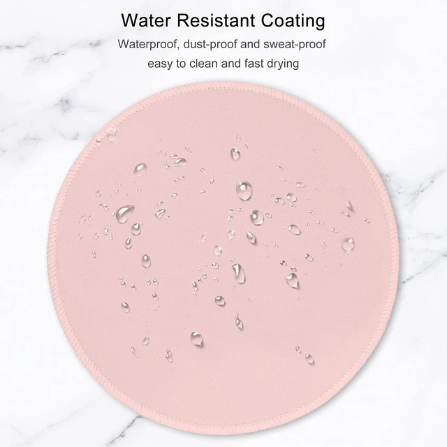 Alt view image 2 of 7 - Hsurbtra Premium-Textured Pink Small Round Mouse Pad 8.7x8.7Inch, Stitched Edge Anti-Slip Waterproof Rubber Computer Mat for Office Home Gaming Laptop