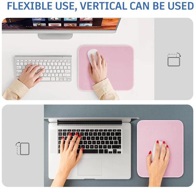 Alt view image 2 of 6 - Pink Splash-Proof Textured Mouse Pad 10.2 x 8.2 Inch Stitched Edge Non-Slip Waterproof Rubber
