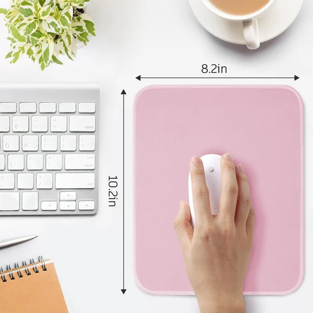 Alt view image 5 of 6 - Pink Splash-Proof Textured Mouse Pad 10.2 x 8.2 Inch Stitched Edge Non-Slip Waterproof Rubber