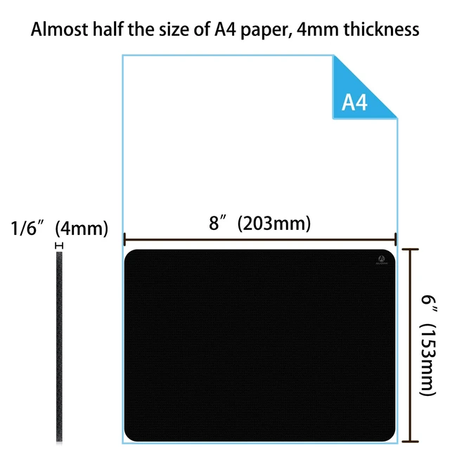Alt view image 3 of 6 - Audimi Small Mouse Pad 6x8 Inch, Portable Washable for Laptop Wireless Mouse, Home Office Travel - Black