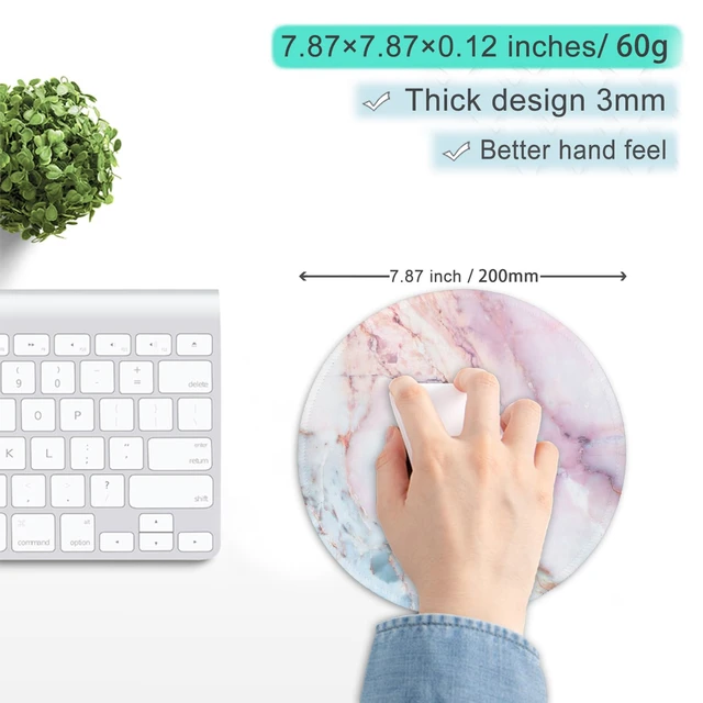 Alt view image 4 of 7 - ITNRSIIET Pink Marble Round Mouse Pad, Premium-Textured Washable, Non-Slip Rubber Base, 7.877.870.12 inches