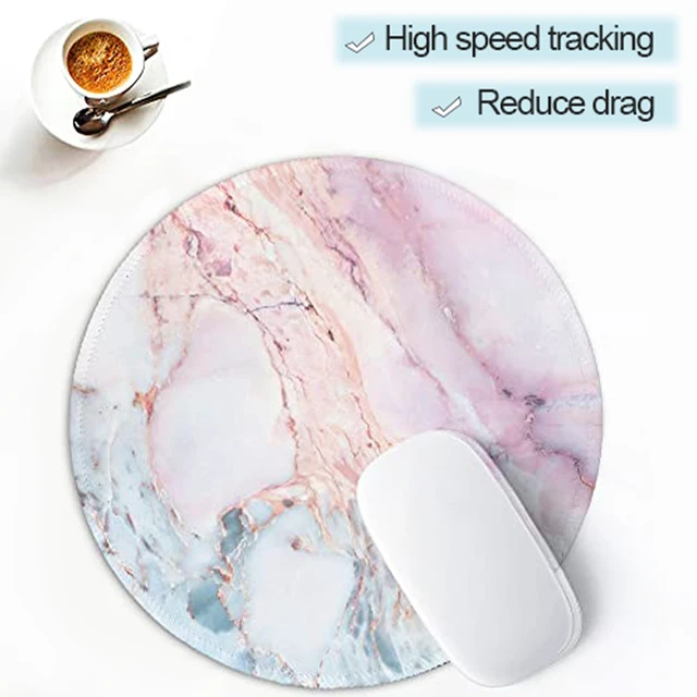 Alt view image 7 of 7 - ITNRSIIET Pink Marble Round Mouse Pad, Premium-Textured Washable, Non-Slip Rubber Base, 7.877.870.12 inches