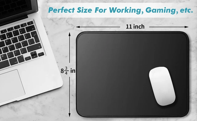 Alt view image 4 of 6 - 11 x 8.7 in Black Cloth Mouse Pad with Stitched Edges, Non-Slip Base, Smooth Surface for Work, Study & Home Office