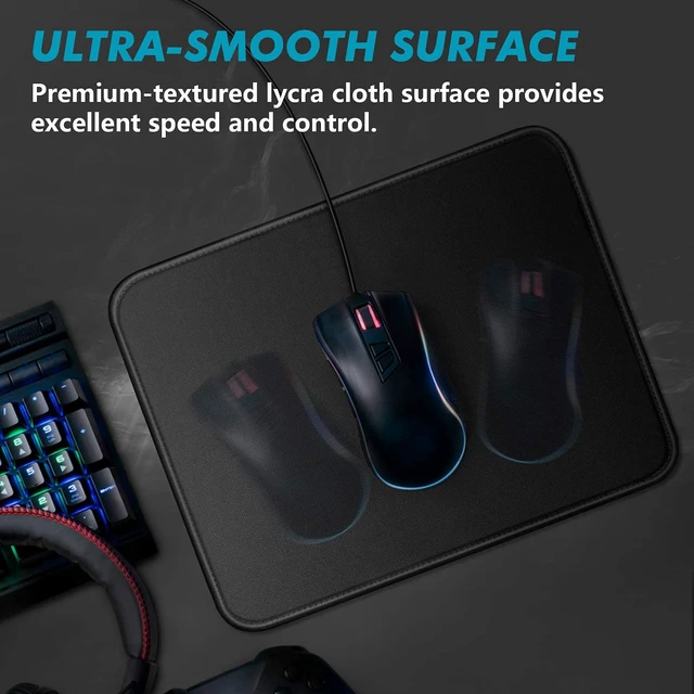 Alt view image 6 of 6 - 11 x 8.7 in Black Cloth Mouse Pad with Stitched Edges, Non-Slip Base, Smooth Surface for Work, Study & Home Office