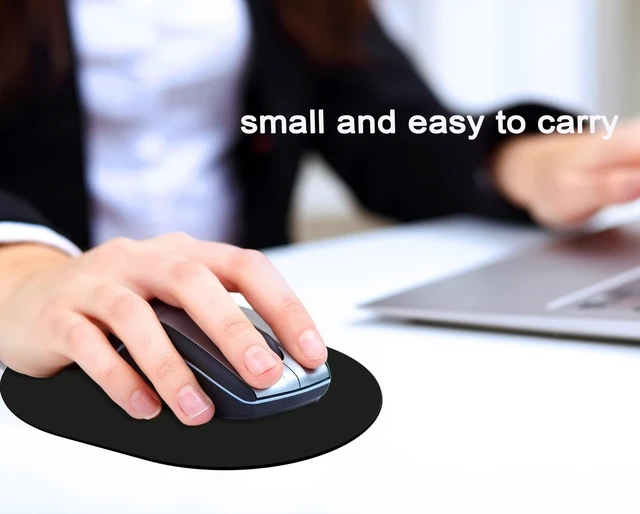 Alt view image 6 of 6 - 5x7.5in Black Small Mouse Pad Portable Waterproof Non-Slip Rubber Bottom for Wireless Mouse Laptop Keyboard Tray Office Travel