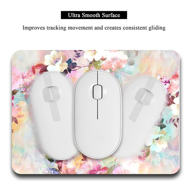Alt view image 2 of 7 - Small Mouse Pad 6 x 8 In, Thick Rubber Waterproof Mouse Mat, Floral Pink, for Wireless Mouse Mini Laptops Keyboard Tray Home Office Travel