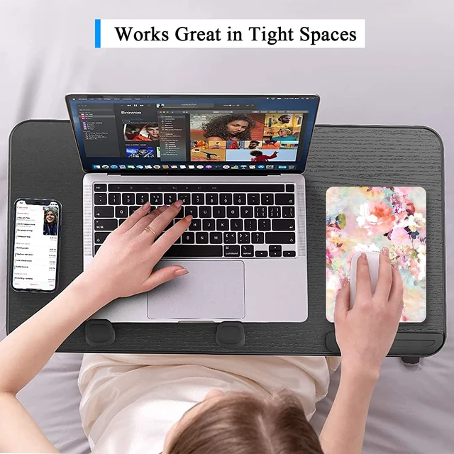 Alt view image 6 of 7 - Small Mouse Pad 6 x 8 In, Thick Rubber Waterproof Mouse Mat, Floral Pink, for Wireless Mouse Mini Laptops Keyboard Tray Home Office Travel