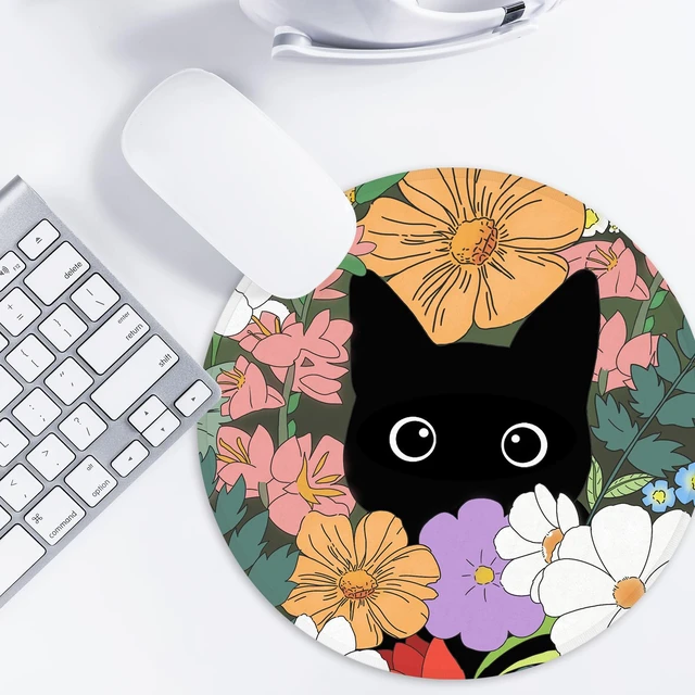 Alt view image 2 of 6 - Cute Cat Funny Small Round Mouse Pad 8.7inch with Non-Slip Rubber Base for Home Office Decor Desk Accessories