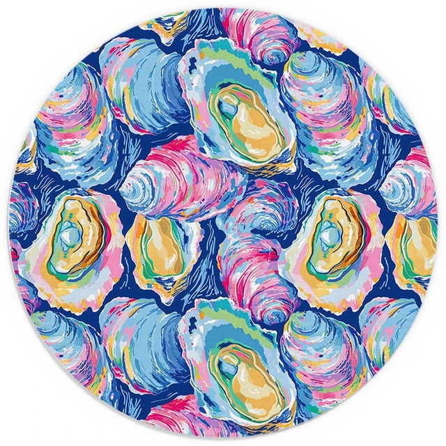 Main image of Colorful Oyster Beach Mouse Pad, Abstract Seashell Summer Coastal Ocean, 7.9x7.9 Inch for Wireless Mouse, Laptop Computer Desk Accessories