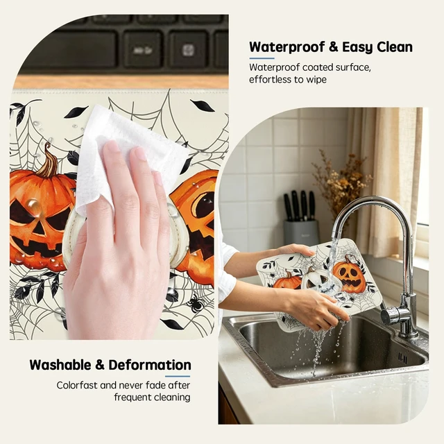 Alt view image 4 of 7 - Spooky Halloween Pumpkin Mouse Pad 9.5x7.9 Inch With Anti-Slip Rubber Base for Computer Keyboard and Mouse