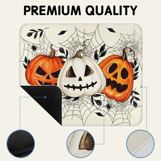 Alt view image 5 of 7 - Spooky Halloween Pumpkin Mouse Pad 9.5x7.9 Inch With Anti-Slip Rubber Base for Computer Keyboard and Mouse