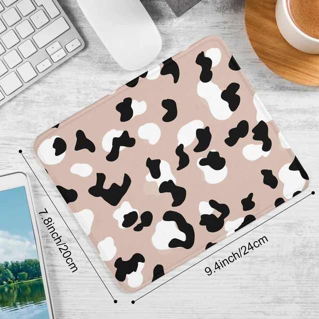 Alt view image 7 of 7 - Pink Cow Square Mouse Pad with Non-Slip Rubber Base, Home Office Desktop Accessory for Laptops, 9.4x7.8x0.12in
