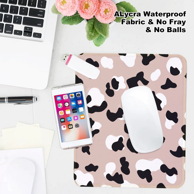 Alt view image 6 of 7 - Pink Cow Square Mouse Pad with Non-Slip Rubber Base, Home Office Desktop Accessory for Laptops, 9.4x7.8x0.12in
