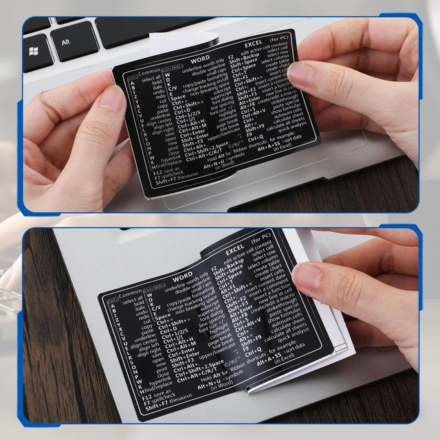 Alt view image 5 of 7 - 2 Pcs Laptop Keyboard Shortcuts Stickers, Word/Excel Quick Reference Guide, PVC Stickers for PC Laptop or Desktop (Black)