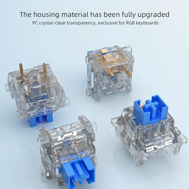 Alt view image 6 of 6 - Outemu Crystal Blue 3-Pin 50gf Clicky RGB DIY Replaceable Dustproof Switches for MX Mechanical Gaming Keyboard, 10pcs (Blue)