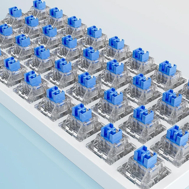 Alt view image 5 of 6 - Outemu Crystal Blue 3-Pin 50gf Clicky RGB DIY Replaceable Dustproof Switches for MX Mechanical Gaming Keyboard, 10pcs (Blue)