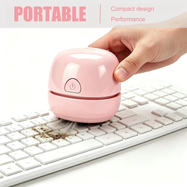 Alt view image 3 of 6 - YUNYILAN Desktop Vacuum Cleaner USB Recharging, Portable Mini for Cleaning Eraser Crumbs, Dust, Computer Keyboard and Car (Pink)