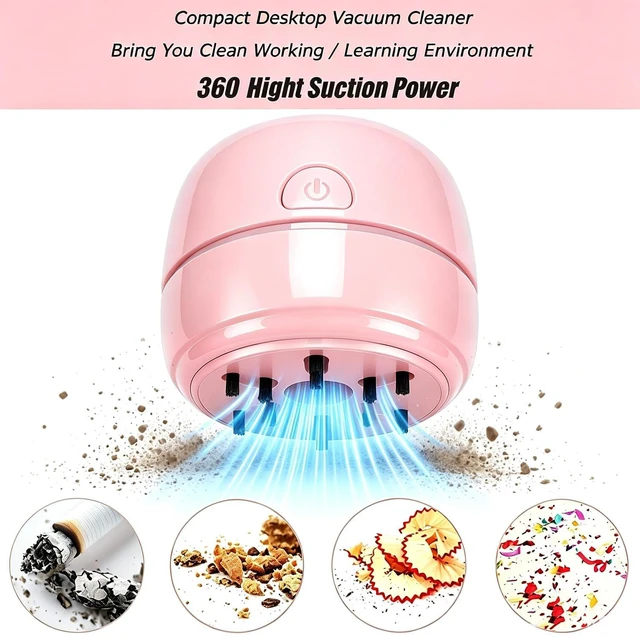 Alt view image 2 of 6 - YUNYILAN Desktop Vacuum Cleaner USB Recharging, Portable Mini for Cleaning Eraser Crumbs, Dust, Computer Keyboard and Car (Pink)