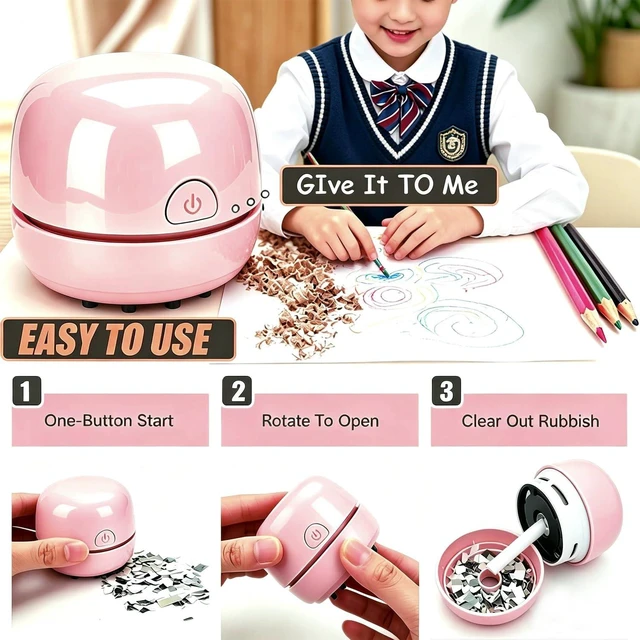Alt view image 5 of 6 - YUNYILAN Desktop Vacuum Cleaner USB Recharging, Portable Mini for Cleaning Eraser Crumbs, Dust, Computer Keyboard and Car (Pink)