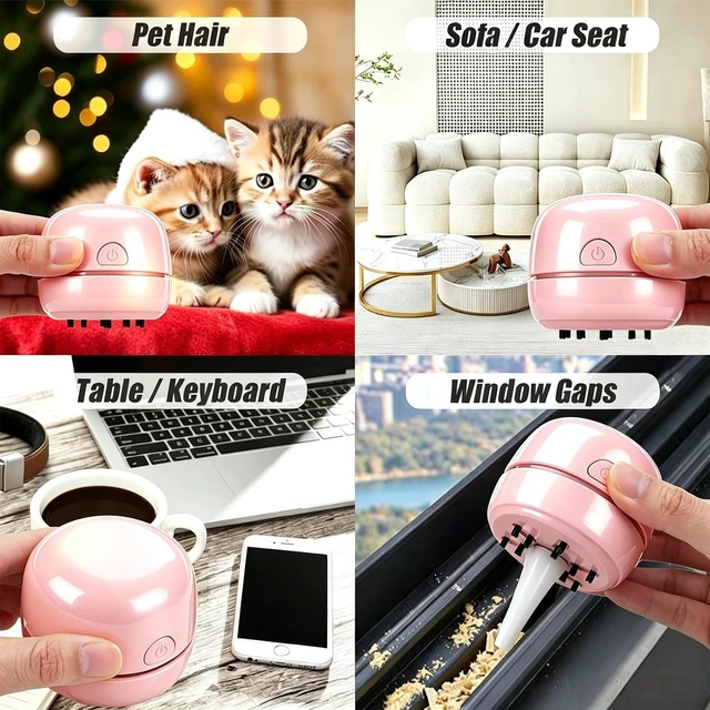 Alt view image 6 of 6 - YUNYILAN Desktop Vacuum Cleaner USB Recharging, Portable Mini for Cleaning Eraser Crumbs, Dust, Computer Keyboard and Car (Pink)