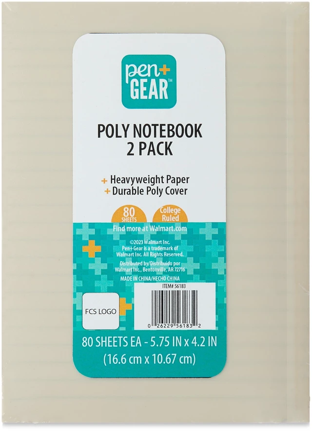Alt view image 2 of 4 - Pen+Gear Poly Notebooks, 5.75in x 4.2in, 80 Ruled Pages Each, Black & White, 2 Count
