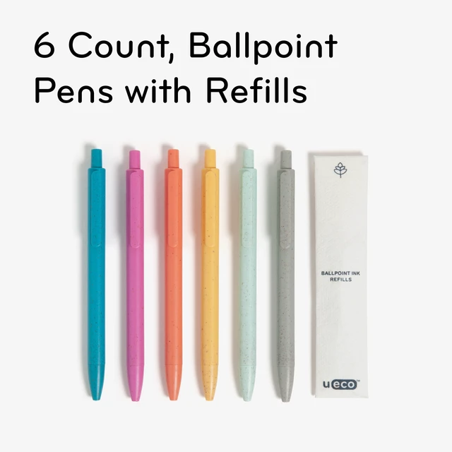 Alt view image 5 of 6 - U Brands U-Eco Ballpoint Pens, 6 Pens + 6 Ink Pen Refills, Sunset Speckle, Medium 0.7mm Point, Black Ink