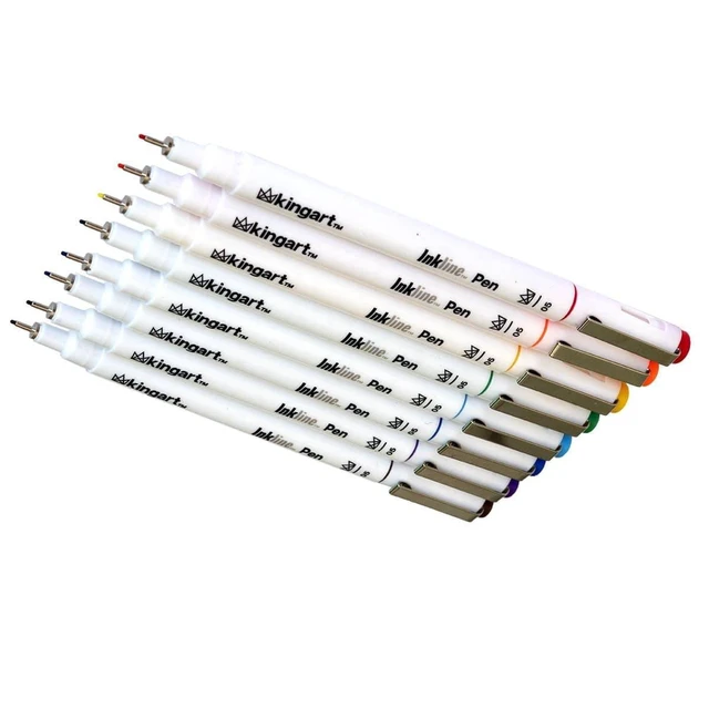 Alt view image 6 of 6 - KINGART Inkline Fine Line Art Pens Set, 8 Colors, Japanese Ink Drawing Markers