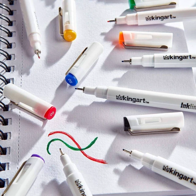Alt view image 3 of 6 - KINGART Inkline Fine Line Art Pens Set, 8 Colors, Japanese Ink Drawing Markers