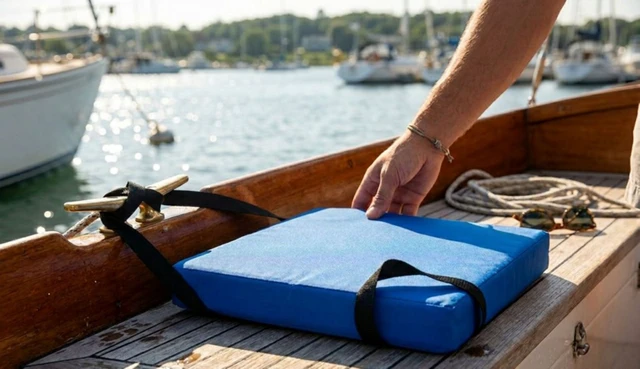 Alt view image 6 of 6 - Ozark Trail Type IV Flotation Boat Cushion, U.S. Coast Guard Approved, Blue, 16in x 15.5in