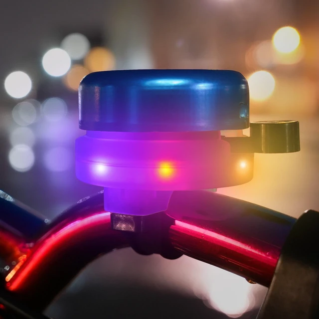 Alt view image 5 of 6 - BellBrightz Bicycle Bell With Multicolor Twinkling LEDs, Blue, Fits Most Handlebars