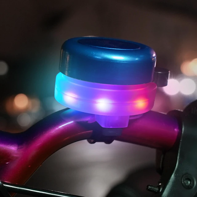 Alt view image 6 of 6 - BellBrightz Bicycle Bell With Multicolor Twinkling LEDs, Blue, Fits Most Handlebars
